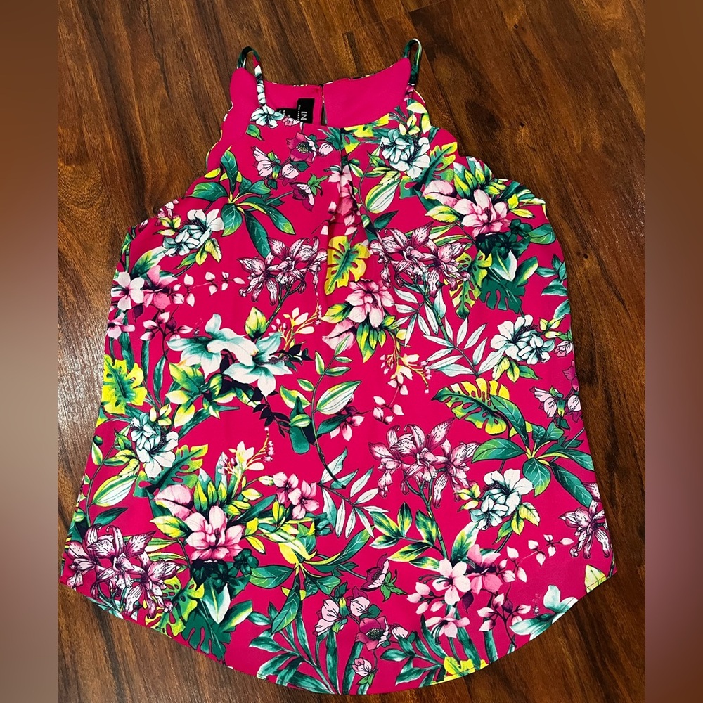 Floral Halter Tank Top in Fuchsia Pink